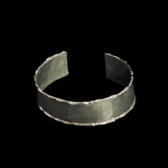 Vintage Wide Silver Tone Cuff Bracelet Signed (5217) - Picture 2 of 5